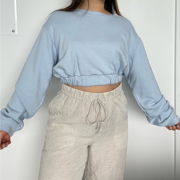 Baby blue elastic cropped sweater - Picture 4 of 7